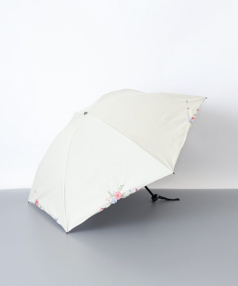【 BLAO（ブラオ）】多色花柄刺しゅう晴雨兼用パラソル(折りたたみ傘)
