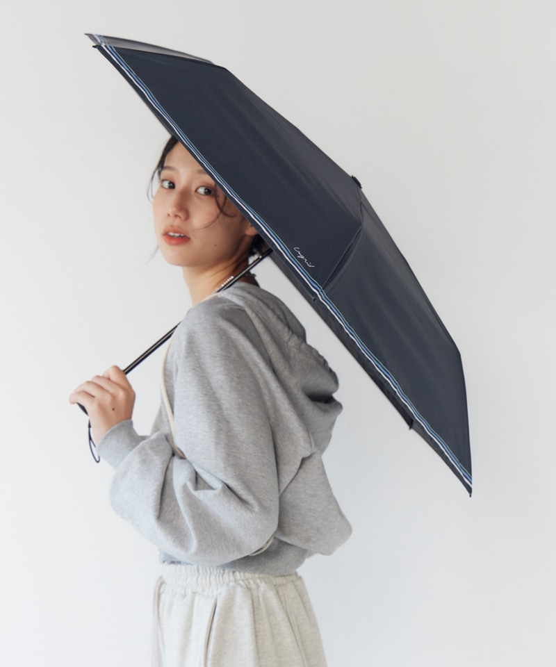 【Ungrid（アングリッド）】裾ボーダープリント晴雨兼用傘（折りたたみ）