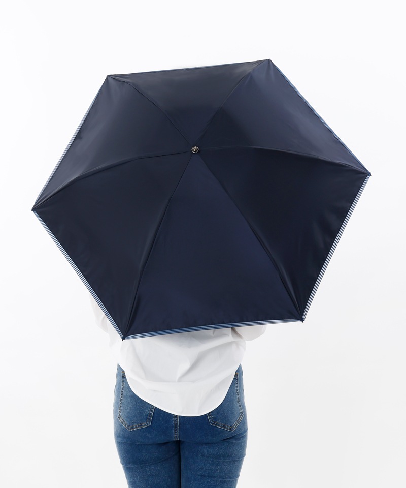 【 BLAO（ブラオ）】オーガンジーストライプテープ晴雨兼用傘(折りたたみ傘)
