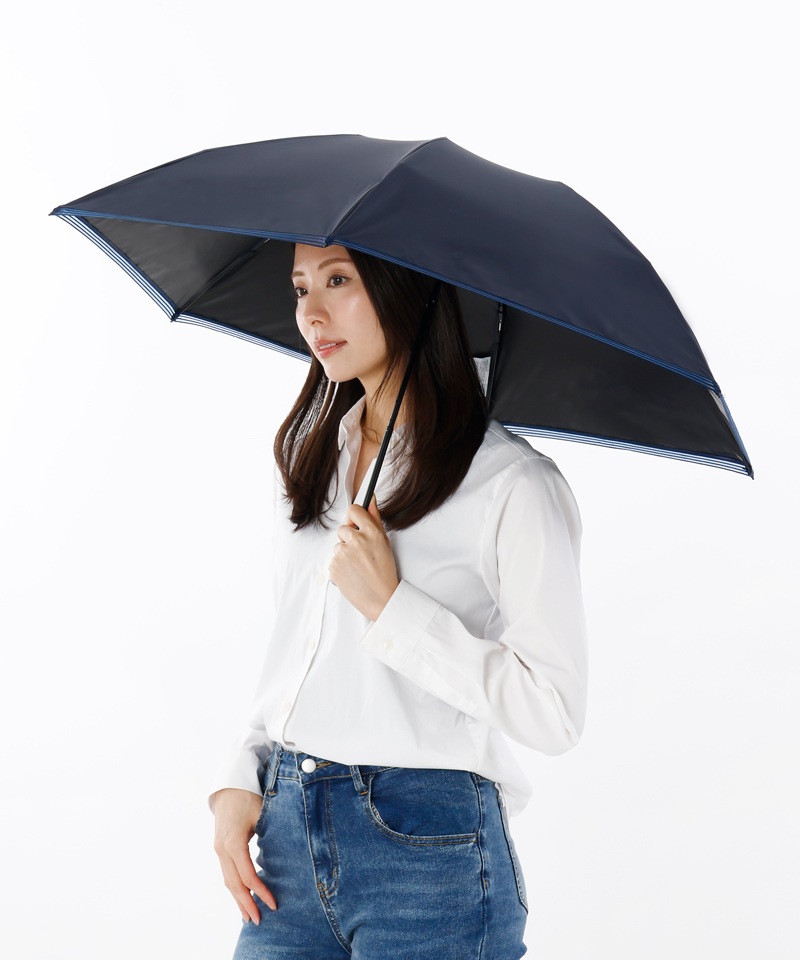 【 BLAO（ブラオ）】オーガンジーストライプテープ晴雨兼用傘(折りたたみ傘)