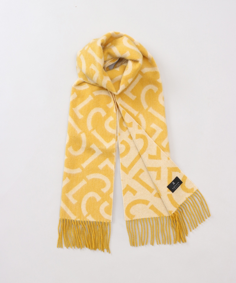 美品✨ランバンコレクション　カシミヤ100% 中判　マフラー　ストール　グレー カシミヤ 無地 マフラー 刺繍｜ランバン コレクション / LANVIN