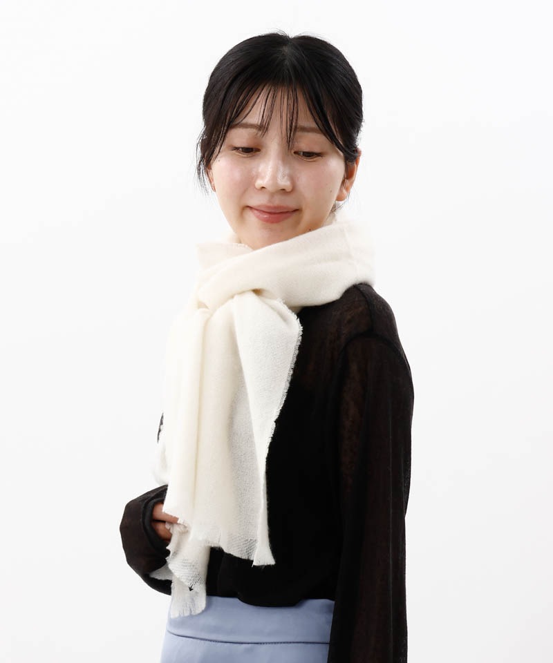【 LANVIN COLLECTION（ランバン コレクション） 】エアリーカシミヤ中厚無地ストール