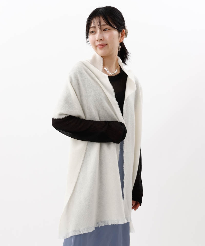 【 LANVIN COLLECTION（ランバン コレクション） 】エアリーカシミヤ中厚無地ストール