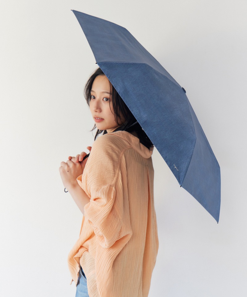 【Ungrid（アングリッド）】デニム風プリント晴雨兼用傘（折りたたみ）