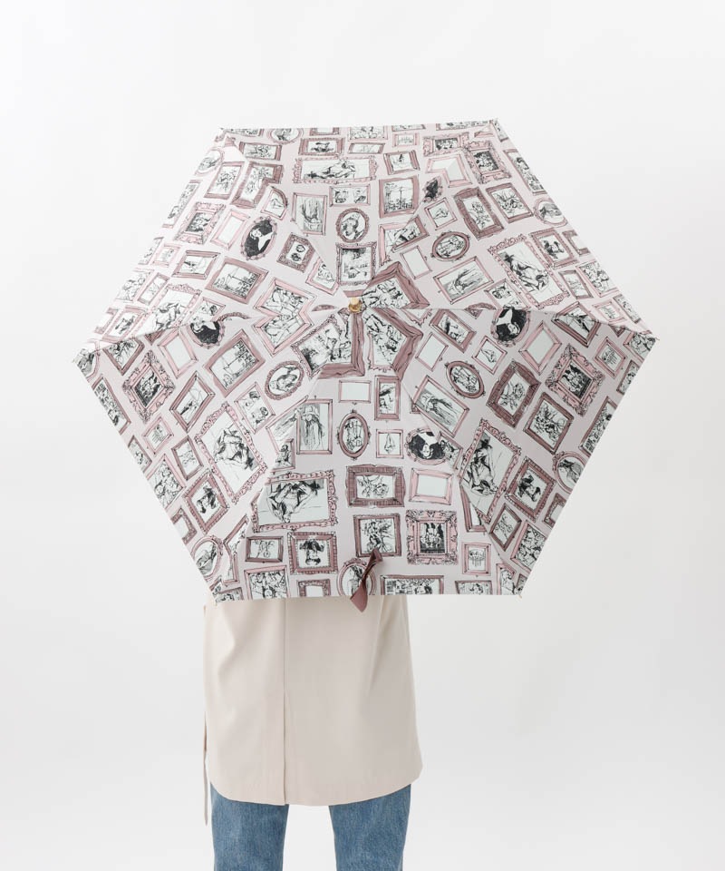 【 Beaurance （ビューランス）】サマーシールド　プリント額縁柄晴雨兼用傘（折りたたみ）