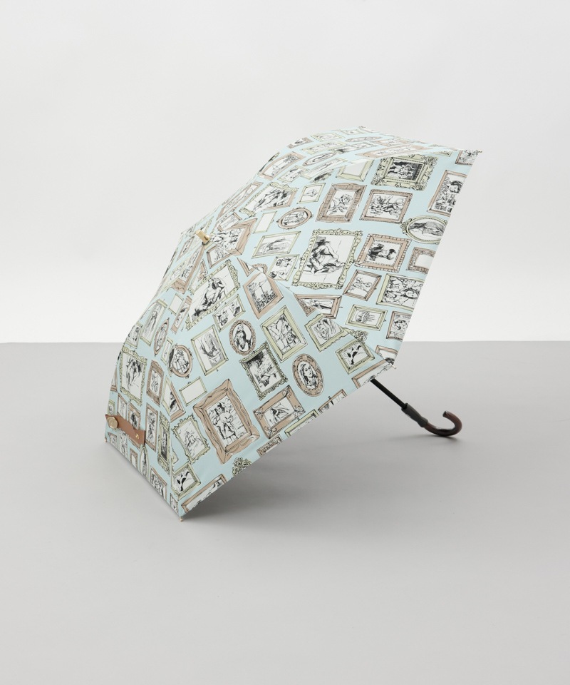 【 Beaurance （ビューランス）】サマーシールド　プリント額縁柄晴雨兼用傘（折りたたみ）