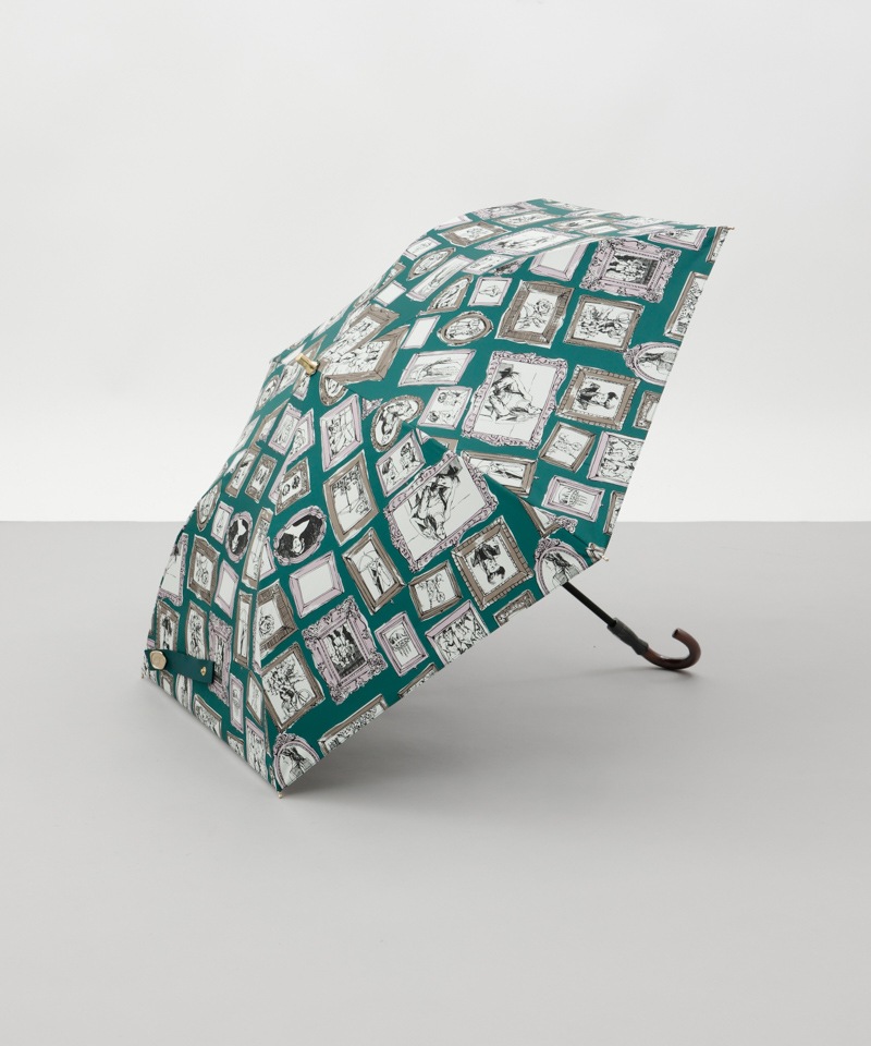 【 Beaurance （ビューランス）】サマーシールド　プリント額縁柄晴雨兼用傘（折りたたみ）