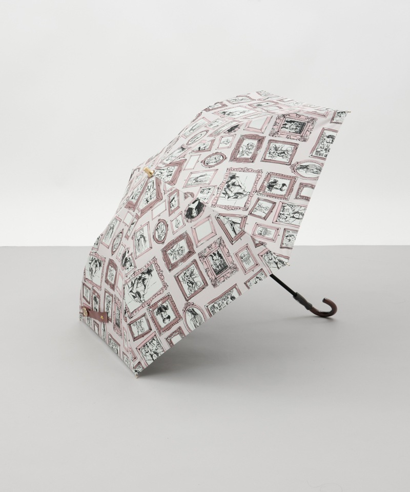 【 Beaurance （ビューランス）】サマーシールド　プリント額縁柄晴雨兼用傘（折りたたみ）