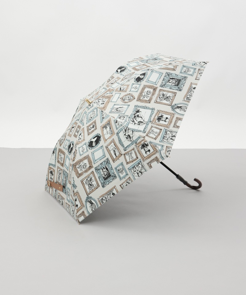 【 Beaurance （ビューランス）】サマーシールド　プリント額縁柄晴雨兼用傘（折りたたみ）