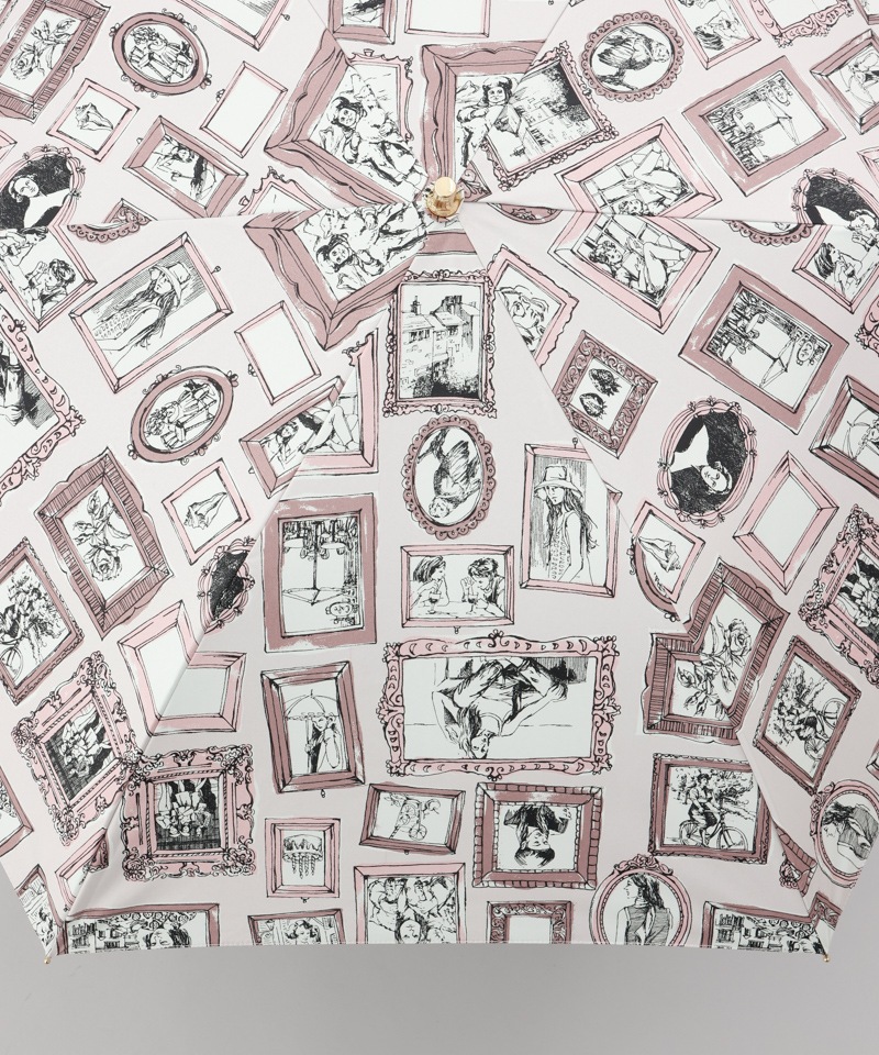 【 Beaurance （ビューランス）】サマーシールド　プリント額縁柄晴雨兼用傘（折りたたみ）