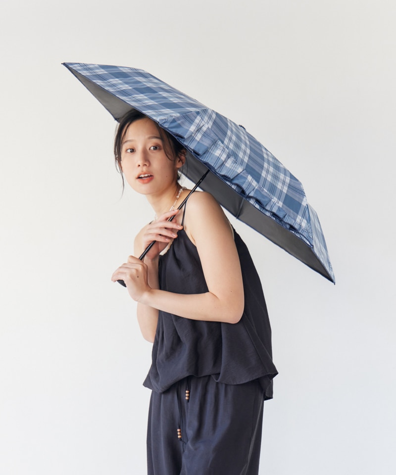 Ungrid（アングリッド）】ワンポイントフリルチェック柄プリント晴雨