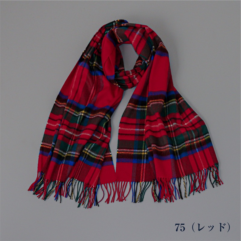 【Johnstons of Elgin（ジョンストンズ オブ エルガン）】 カシミヤ100％起毛チェック柄ストール