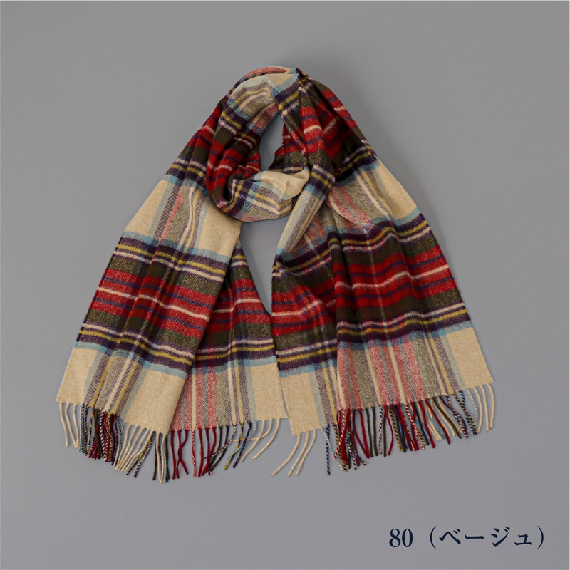 【Johnstons of Elgin（ジョンストンズ オブ エルガン）】 カシミヤ100％起毛チェック柄ストール
