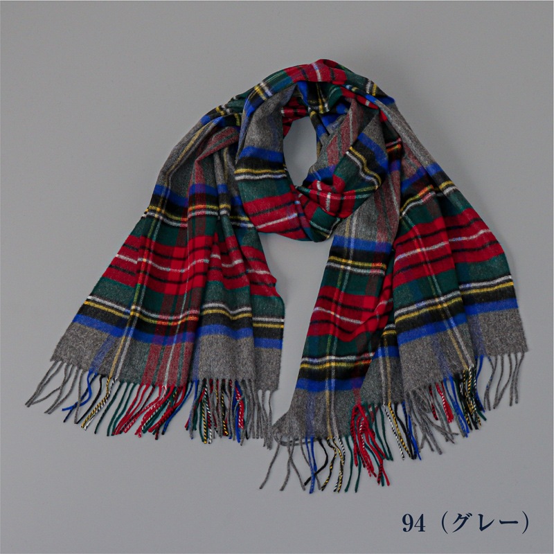 【Johnstons of Elgin（ジョンストンズ オブ エルガン）】 カシミヤ100％起毛チェック柄ストール