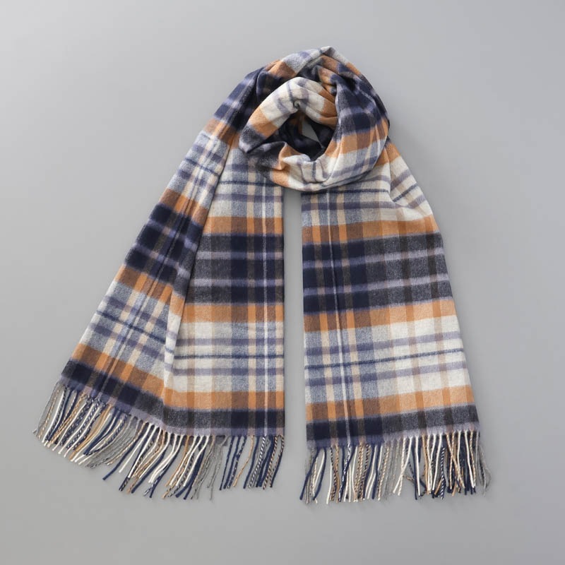 【Johnstons of Elgin（ジョンストンズ オブ エルガン）】 カシミヤ100％起毛チェック柄ストール