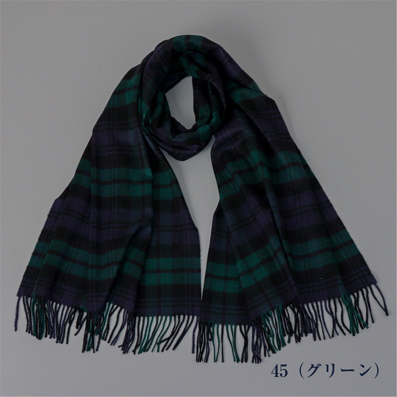 【Johnstons of Elgin（ジョンストンズ オブ エルガン）】 カシミヤ100％起毛チェック柄ストール