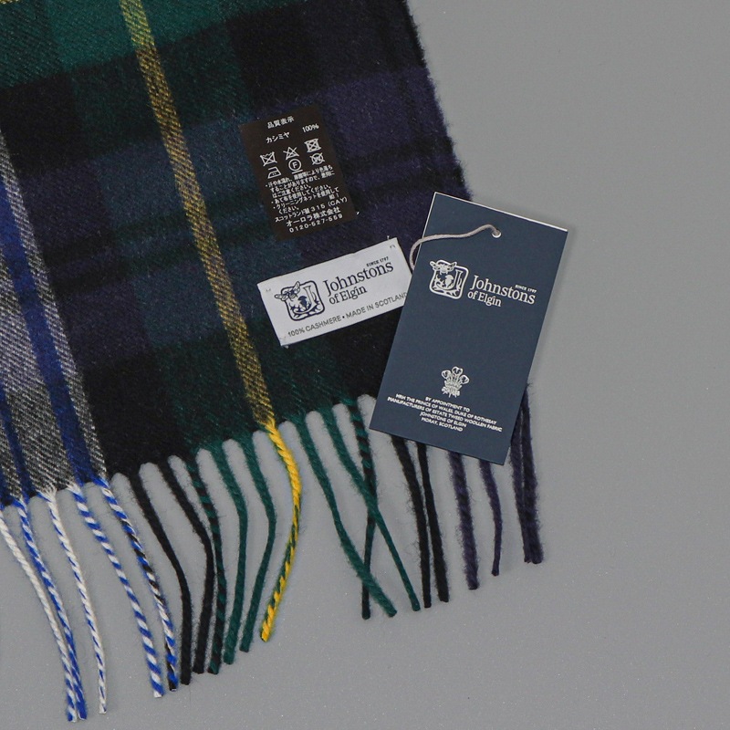 【Johnstons of Elgin（ジョンストンズ オブ エルガン）】 カシミヤ100％起毛チェック柄ストール