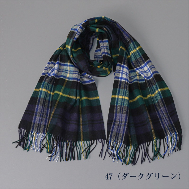 【Johnstons of Elgin（ジョンストンズ オブ エルガン）】 カシミヤ100％起毛チェック柄ストール