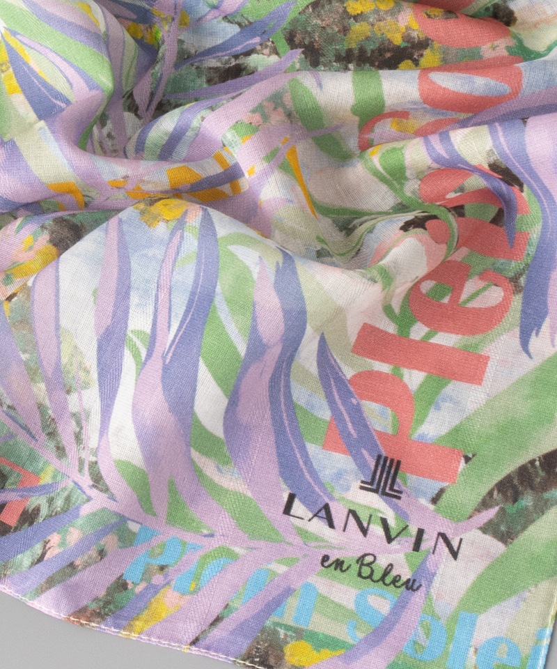 【 LANVIN en Bleu （ランバン オン ブルー）】 コットン混プリントストール（UV/WASH)