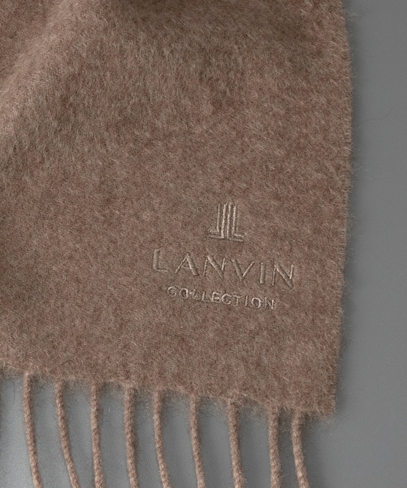 【 LANVIN COLLECTION（ランバン コレクション） 】 カシミヤ 無地プチマフラー（幅20cm)