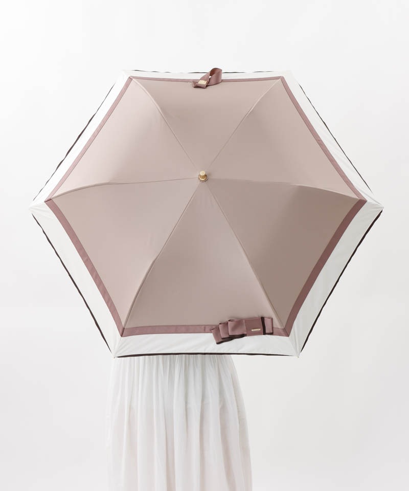 【 Beaurance （ビューランス）】サマーシールド　リボン切り継ぎ加工晴雨兼用パラソル（折りたたみ）