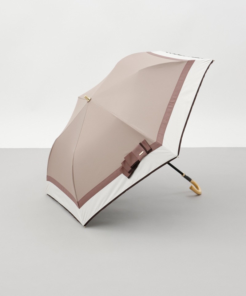 【 Beaurance （ビューランス）】サマーシールド　リボン切り継ぎ加工晴雨兼用パラソル（折りたたみ）