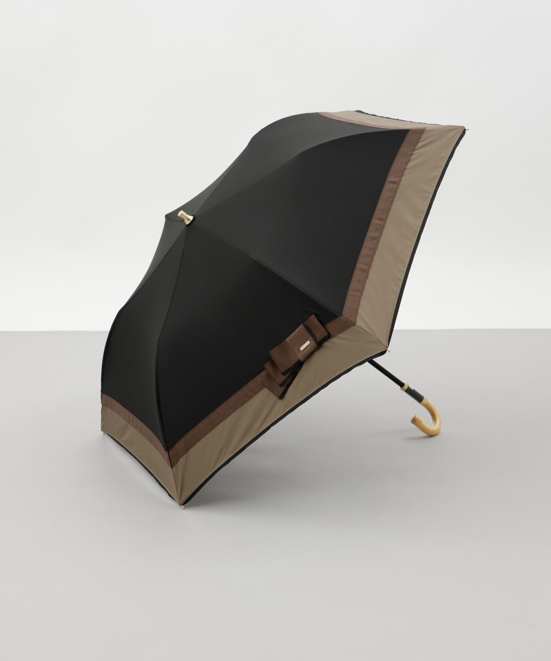 【 Beaurance （ビューランス）】サマーシールド　リボン切り継ぎ加工晴雨兼用パラソル（折りたたみ）