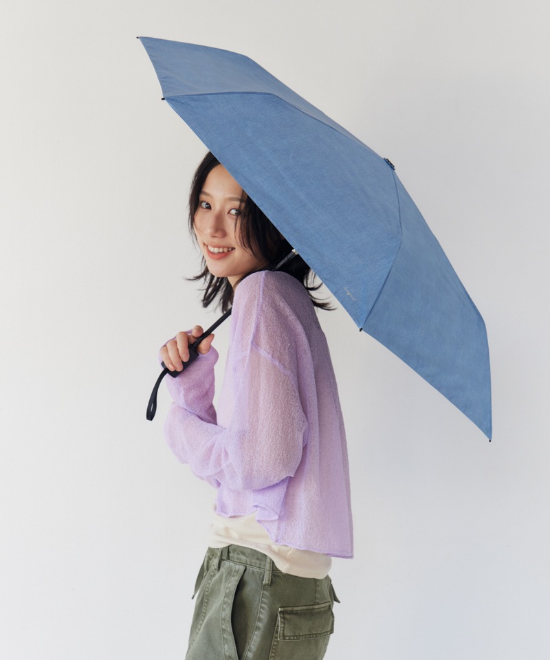 【Ungrid（アングリッド）】デニム風プリント晴雨兼用傘（折りたたみ）