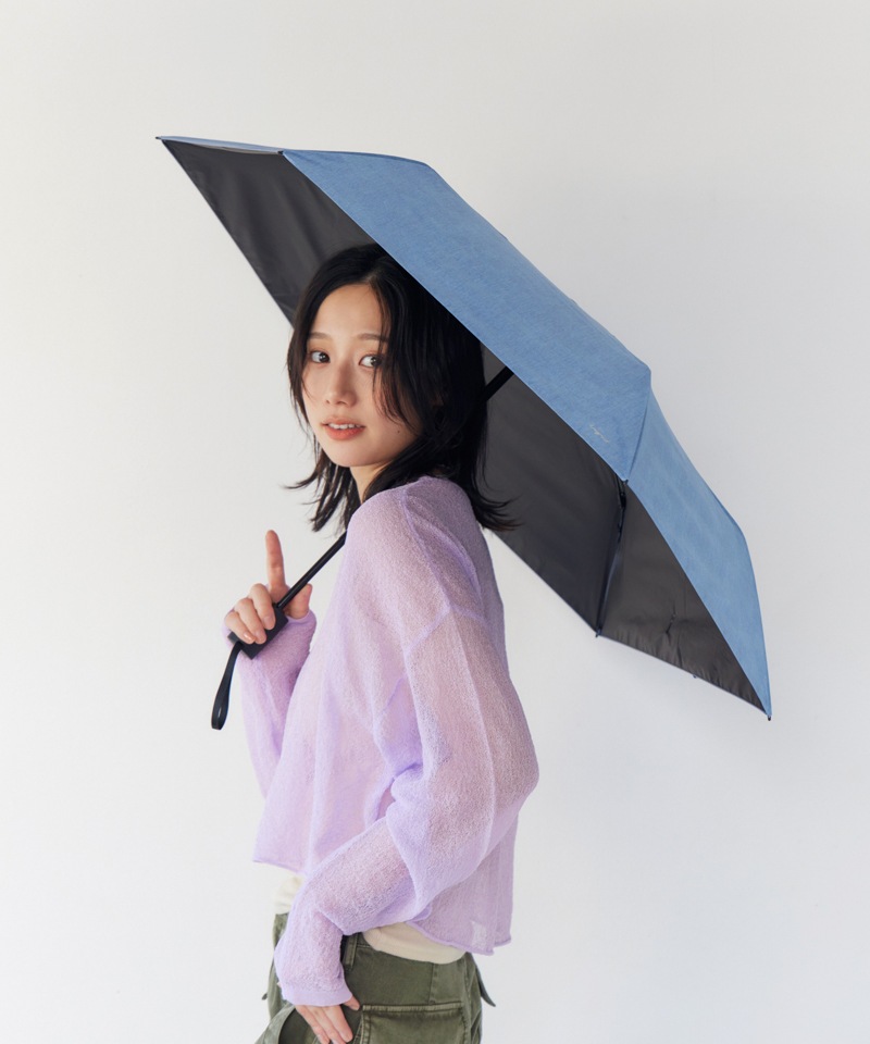【Ungrid（アングリッド）】デニム風プリント晴雨兼用傘（折りたたみ）