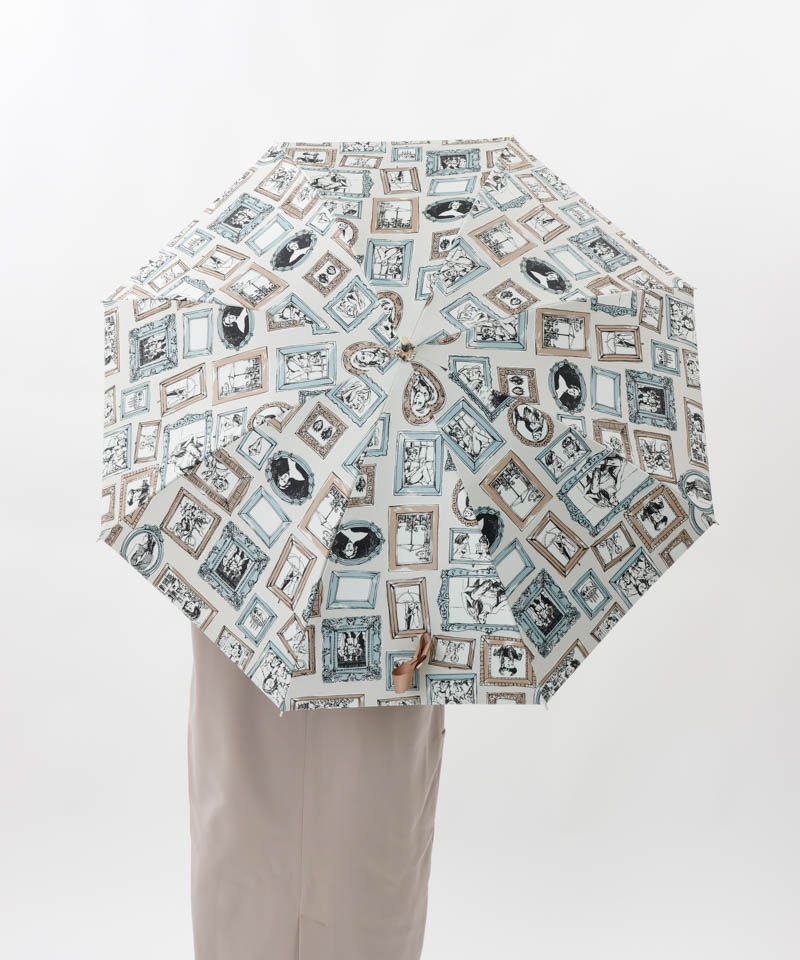 【 Beaurance （ビューランス）】サマーシールド　プリント額縁柄　晴雨兼用傘（長傘）