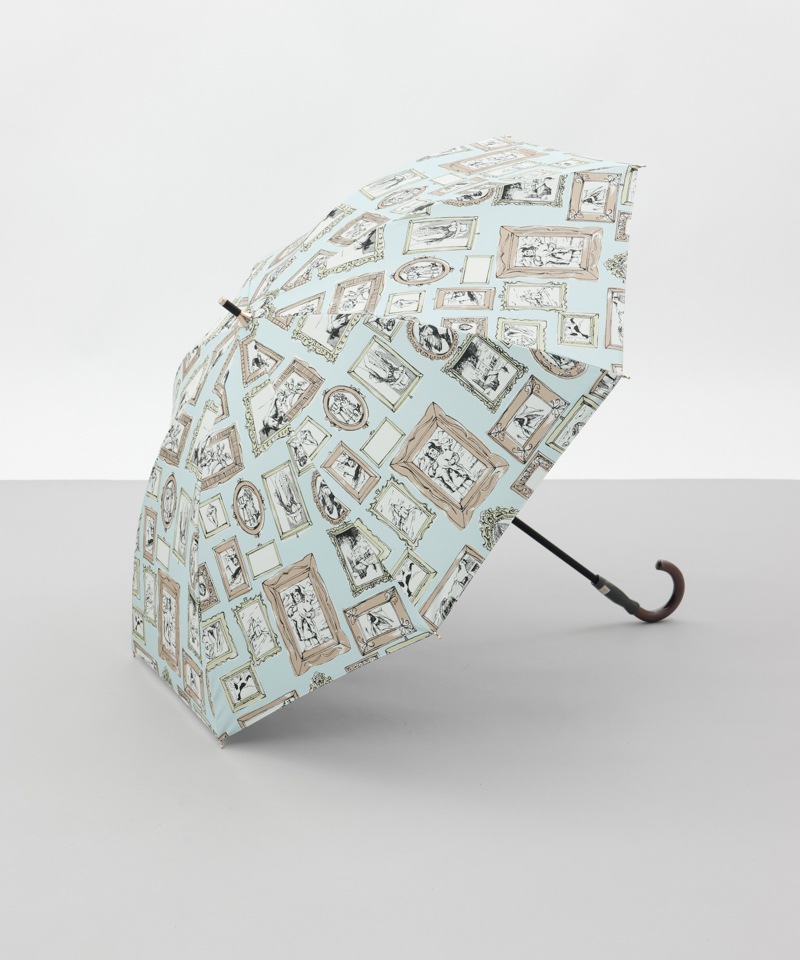 【 Beaurance （ビューランス）】サマーシールド　プリント額縁柄　晴雨兼用傘（長傘）