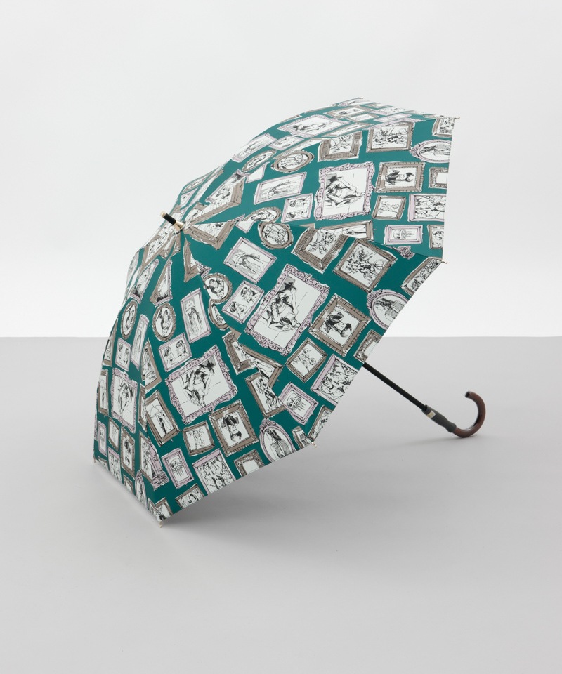 【 Beaurance （ビューランス）】サマーシールド　プリント額縁柄　晴雨兼用傘（長傘）