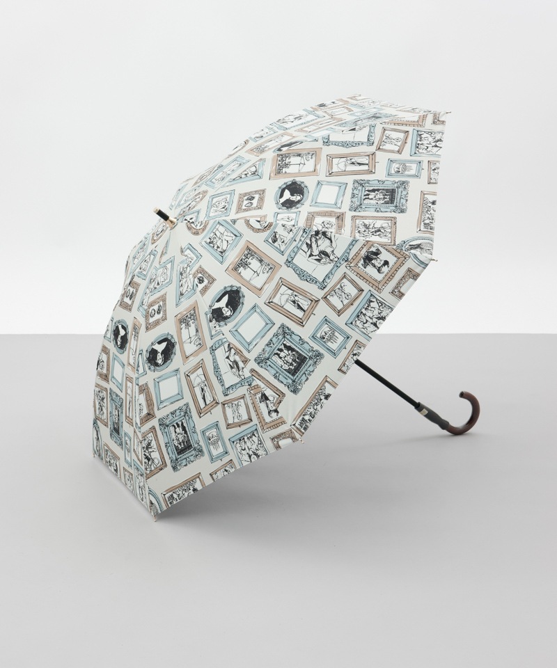 【 Beaurance （ビューランス）】サマーシールド　プリント額縁柄　晴雨兼用傘（長傘）