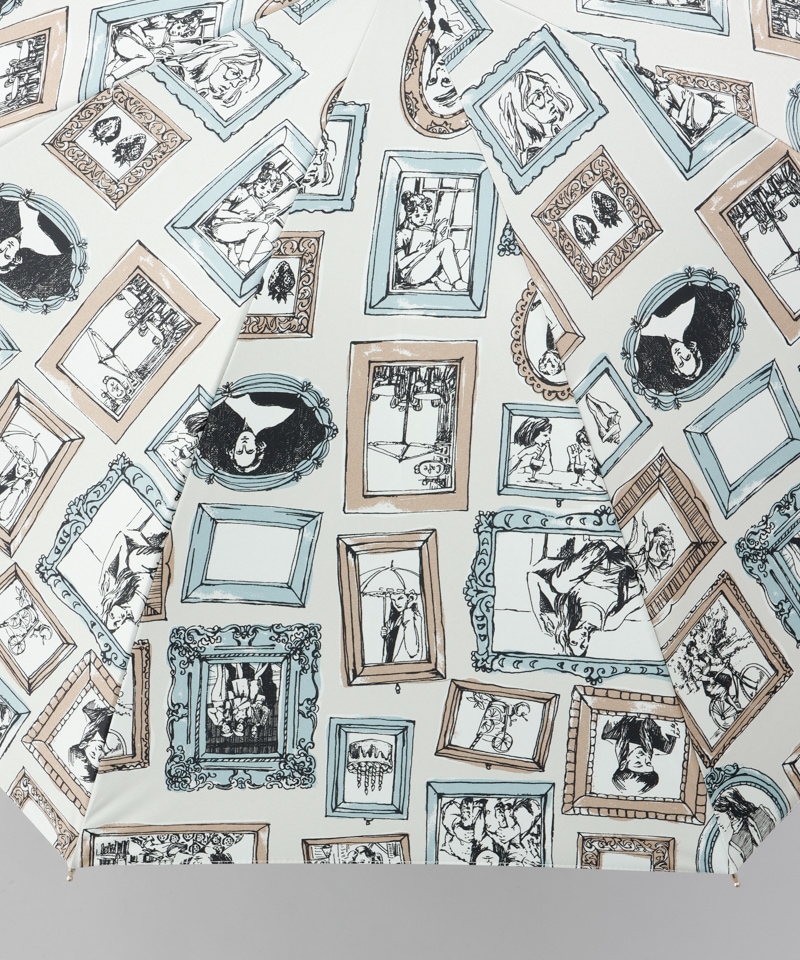 【 Beaurance （ビューランス）】サマーシールド　プリント額縁柄　晴雨兼用傘（長傘）