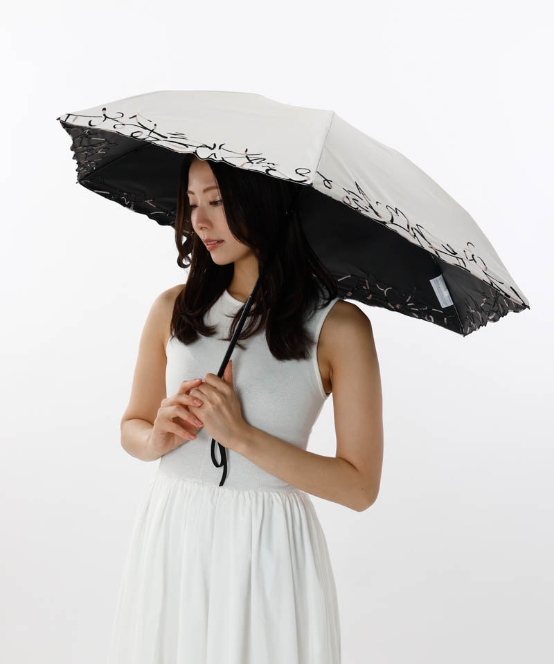新品ビューランス 折り畳み日傘 晴雨兼用 黒 定価16500サマーシールド Beaurance (ビューランス)】アストロロジー刺繍晴雨兼用