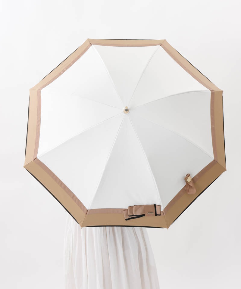 【 Beaurance （ビューランス）】サマーシールド　リボン切り継ぎ加工晴雨兼用パラソル（長傘）