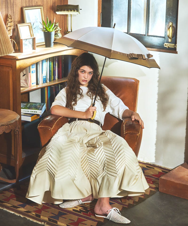 【 Beaurance （ビューランス）】サマーシールド　リボン切り継ぎ加工晴雨兼用パラソル（長傘）