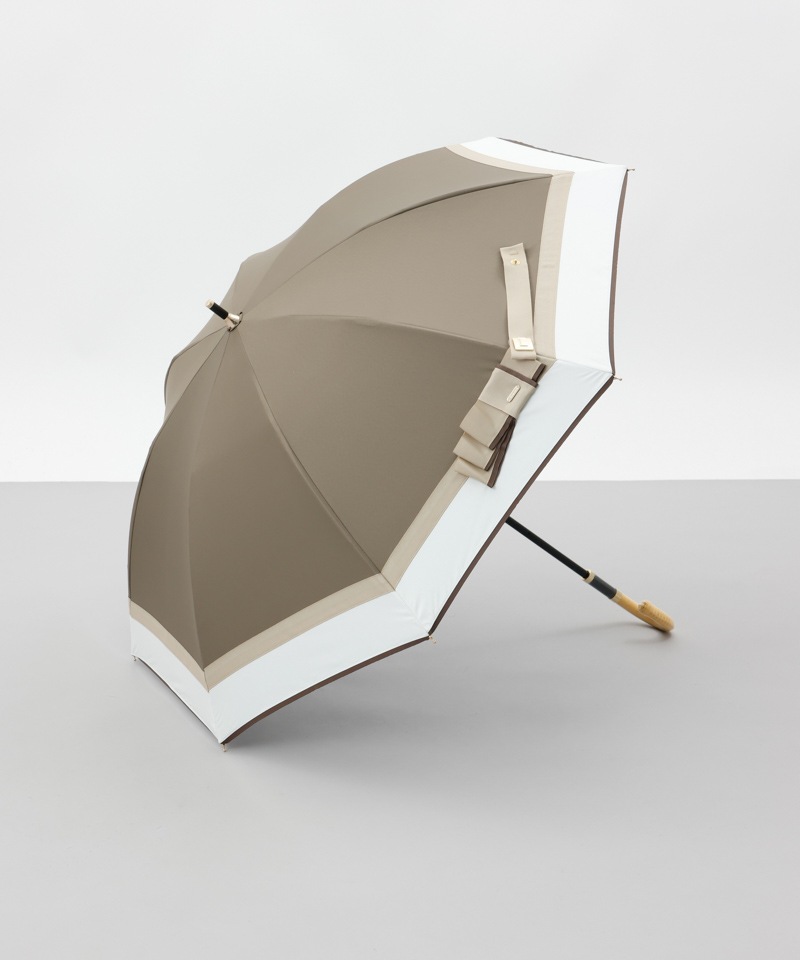 【 Beaurance （ビューランス）】サマーシールド　リボン切り継ぎ加工晴雨兼用パラソル（長傘）