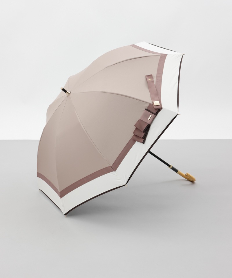 【 Beaurance （ビューランス）】サマーシールド　リボン切り継ぎ加工晴雨兼用パラソル（長傘）
