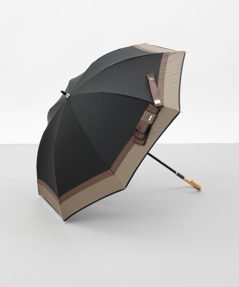 【 Beaurance （ビューランス）】サマーシールド　リボン切り継ぎ加工晴雨兼用パラソル（長傘）