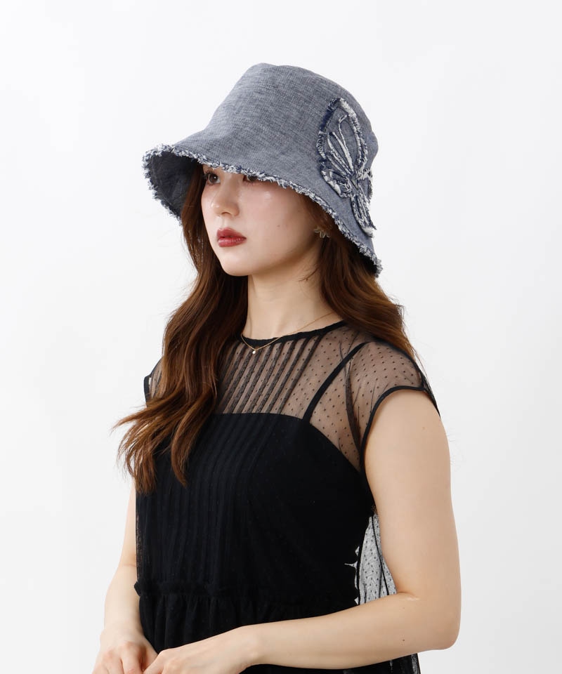 【 ANNA SUI（アナ スイ）】デニムバタフライクロッシェハット