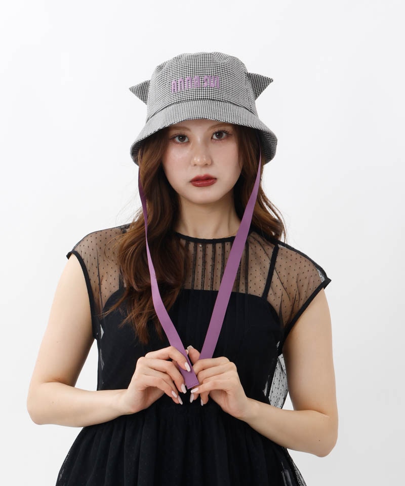 【 ANNA SUI（アナ スイ）】ネコ耳ロゴ刺しゅうバケットハット