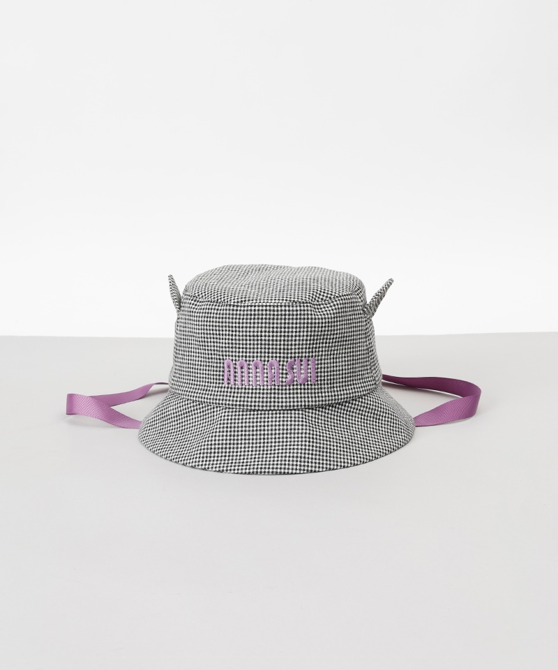 【 ANNA SUI（アナ スイ）】ネコ耳ロゴ刺しゅうバケットハット