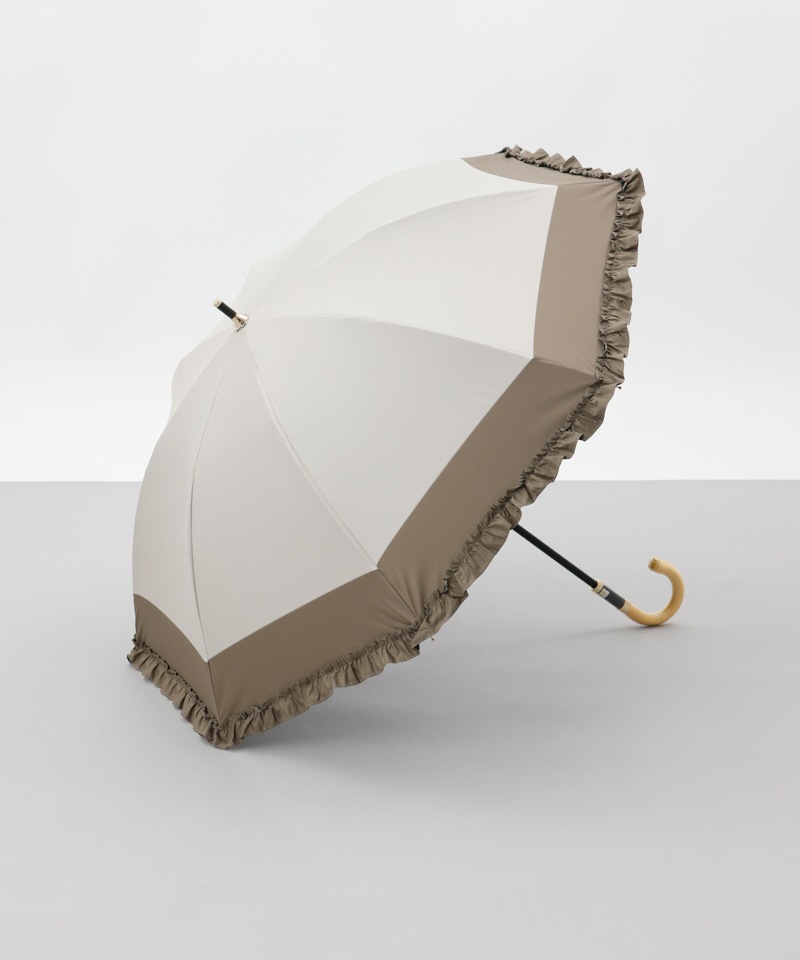 【 Beaurance （ビューランス）】サマーシールド　バイカラーフリル晴雨兼用パラソル(長傘)