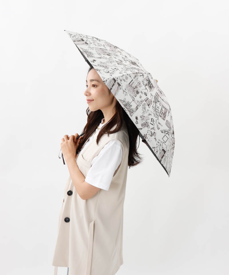 【 Beaurance （ビューランス）】サマーシールド　プリント夢が棲む場所　晴雨兼用傘（折りたたみ）