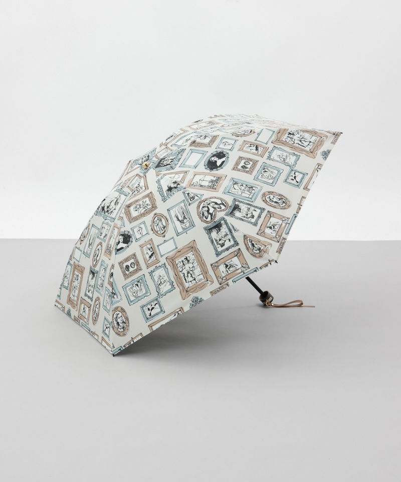 【 Beaurance （ビューランス）】サマーシールド　プリント額縁柄晴雨兼用傘（折りたたみ）