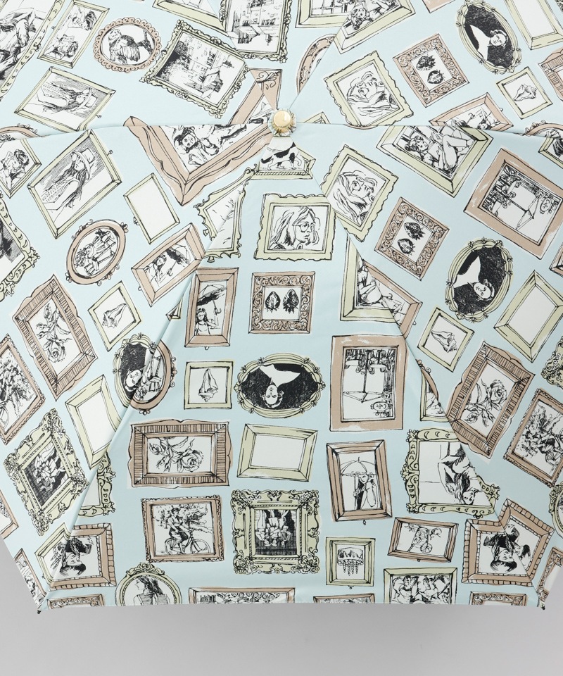 【 Beaurance （ビューランス）】サマーシールド　プリント額縁柄晴雨兼用傘（折りたたみ）