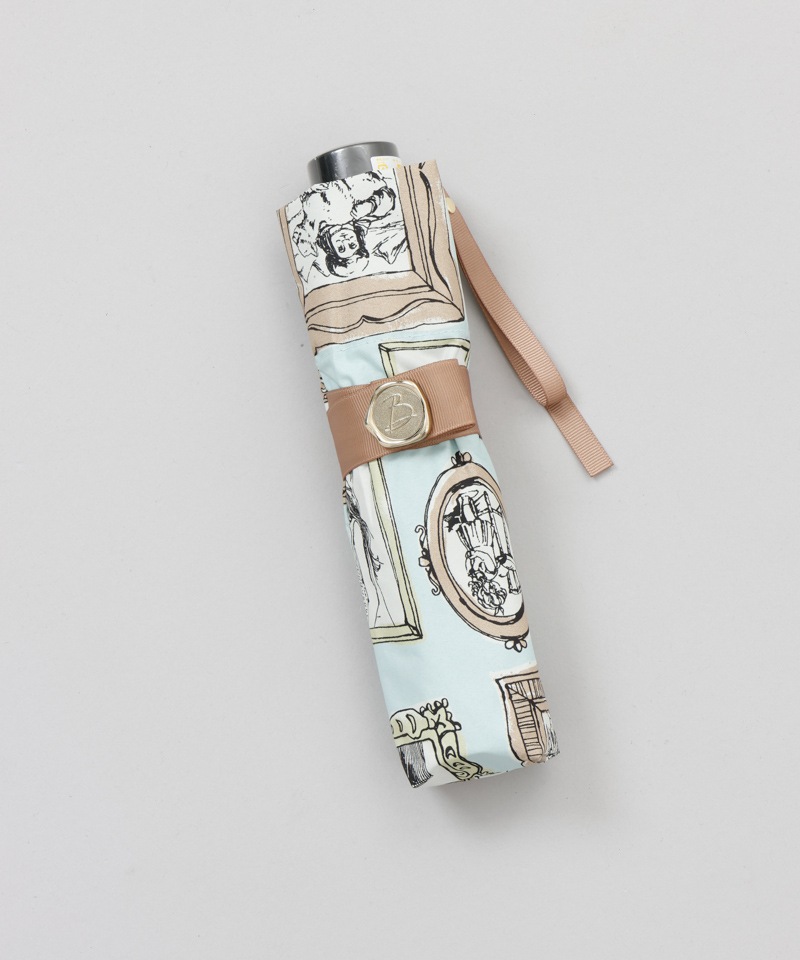 【 Beaurance （ビューランス）】サマーシールド　プリント額縁柄晴雨兼用傘（折りたたみ）