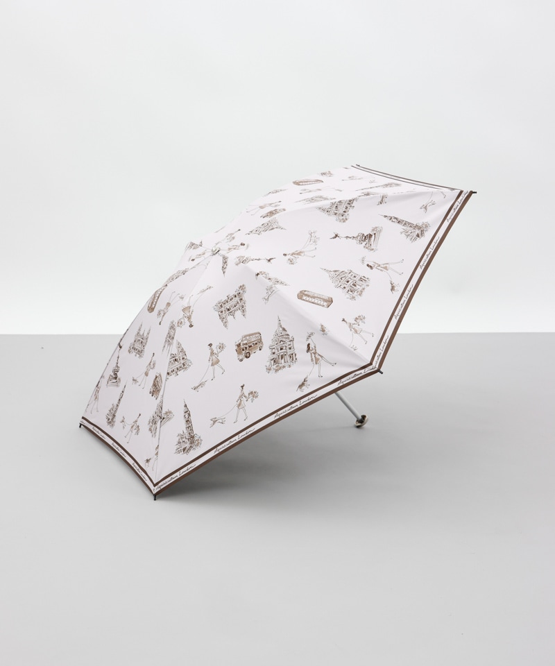 タイムセールAquascutum ロンドンガール　折畳日傘　遮光率99.99% Aquascutum（アクアスキュータム）】ロンドンガールイラスト晴雨兼用傘