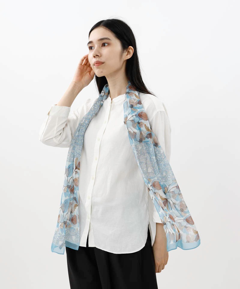 【 Fioritura Giovanna（フィオリトゥーラ ジョヴァンナ）】シルクローン プチロングスカーフ（リング付）（WASH)